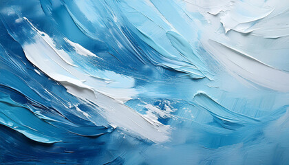Wall Mural - textured background with cool blue and white brush strokes