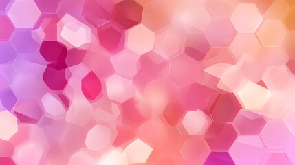 Wall Mural - a vibrant abstract hexagonal pattern in shades of pink, purple, and peach, creating a dreamy and soo