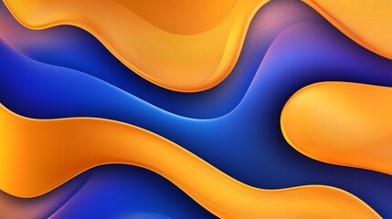 Wall Mural - a vibrant abstract wave pattern in orange and blue tones, creating a dynamic and energetic compositi