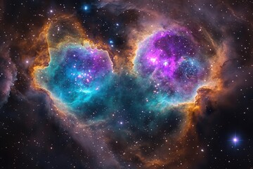 Wall Mural - ethereal nebula swirling with vibrant purples and teals, distant galaxies glowing like jewels, drama