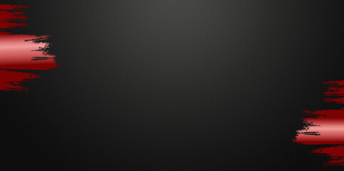 a black background and a red pattern that looks like brush strokes.