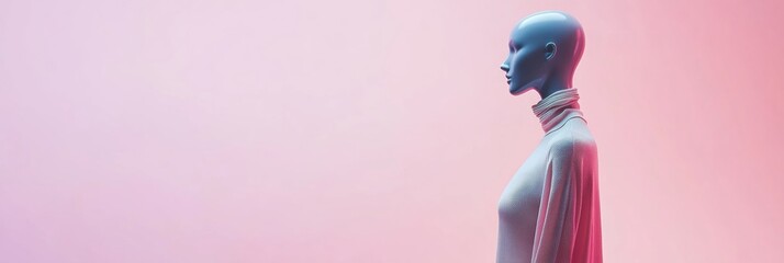 Sticker - Stylish mannequin showcases modern fashion against a pastel background with clean lighting for a chic display. Generative AI