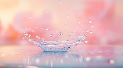 Wall Mural - a detailed view of a rain droplet falling onto a smooth surface, creating a splash effect