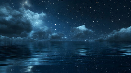 Wall Mural - a peaceful lake reflecting a starry night sky, symbolizing tranquility and depth