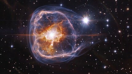 Wall Mural - breathtaking cosmic view of a rotating nebula surrounded by shimmering galaxies in an abstract space