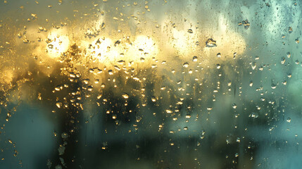 Wall Mural - a rain-covered windowpane with soft light reflections creating a peaceful atmosphere