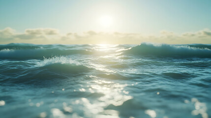 Wall Mural - a sunlit ocean with gentle waves lapping against a smooth sandy shoreline