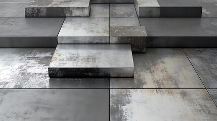 Metallic steps, grunge texture, background, product display