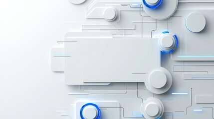 Poster - A white background with blue circles and a white square in the middle