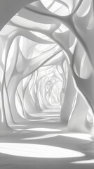 Wall Mural - Abstract White Architectural Corridor.