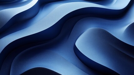 Fototapete - Abstract Blue Waves: A Textured Landscape of Serene Depths and Gentle Curves, a Modern, Minimalist Design for Wall Art, Backgrounds, and Creative Projects.