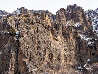 cliffs in Azat River gorge near Geghard monastery