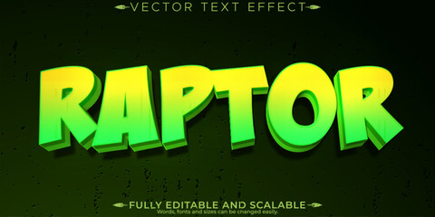 Wall Mural - raptor editable text effect, editable dino and dinosaur text style