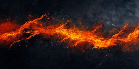 Wall Mural - Abstract fire texture with glowing sparks on dark background creating a mysterious cinematic atmosphere