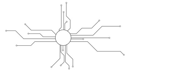 Aufkleber - Vector Technology connected white lines and dots with electronics elements on tech bg. Digital technology futuristic internet network speed connection white background.