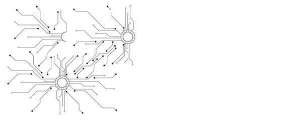 Wall Mural - vector technology connected white lines and dots with electronics elements on tech bg. digital techn