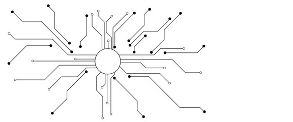 Aufkleber - Vector Technology connected white lines and dots with electronics elements on tech bg. Digital technology futuristic internet network speed connection white background.
