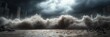 © Oleksii - Gigantic tsunami wave crashing into harbor during storm