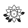 © MatandSterre - Black and White Floral Logo Design: An artistic, symmetrical floral design against a white background.