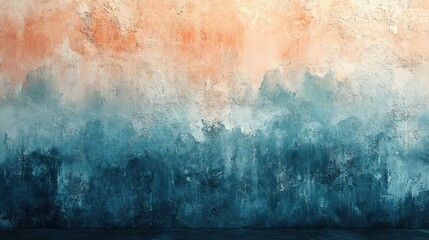 Fototapete - This abstract textured background features a blend of orange and teal hues, creating a serene and artistic atmosphere perfect for various design projects.