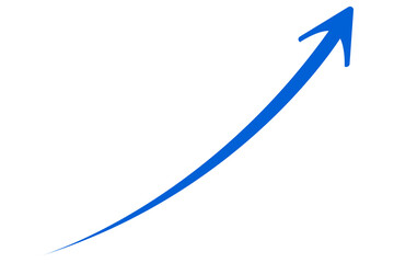 Wall Mural - upward blue curved arrow icon business growth, success, finance, profit increase, positive trend, an