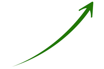 Wall Mural - upward green curved arrow icon business growth, success, finance, profit increase, positive trend, a