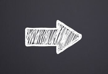 Wall Mural - one white arrow on dark grey background