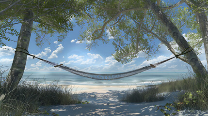 Wall Mural - Tranquil Hammock on a Secluded Tropical Beach