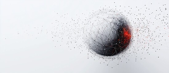 Wall Mural - abstract representation of a sphere composed of interconnected lines and dots on a white background