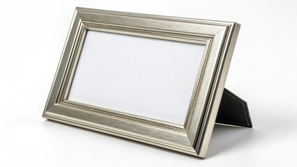 Wall Mural - Silver Picture Frame on White Background