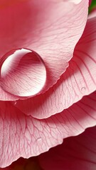 Wall Mural - Delicate pink flower petal adorned with a water droplet captured in intricate detail