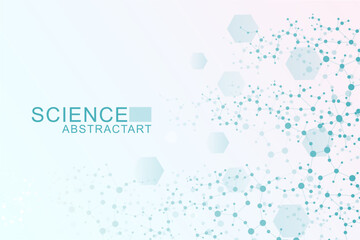 Wall Mural - modern abstract molecules structure for science or medical background. dna helix or atom visualizati