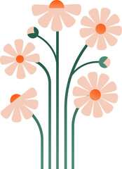 Wall Mural - colorful abstract geometric daisy flowers in nordic folk style