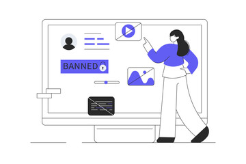 Wall Mural - blocking, banned user account on social media. error, access is denied. account safety and secure. f