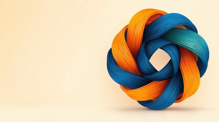 Wall Mural - Abstract Intertwined Blue And Orange Ribbons