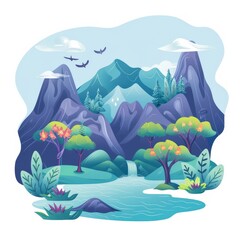 Wall Mural - A mountain range with a river flowing through it