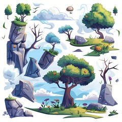 Wall Mural - A collection of trees and rocks in a landscape