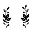 © MatandSterre - [Symmetrical black leaf arrangement of two vertical branches, on a white background. Simple, clean, and elegant, with a clean, modern aesthetic]