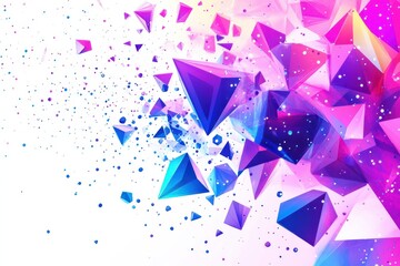 Wall Mural - Colorful Polygonal Shapes and Dots on White Background