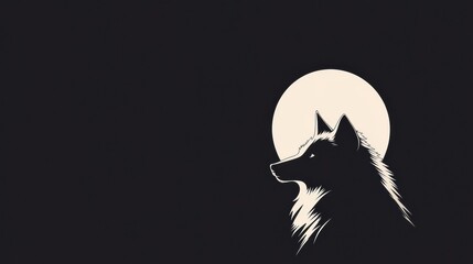 Leinwandbilder - Minimalist wolf silhouette against full moon background with ample space for added text and creative elements. Generative AI