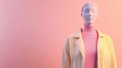 Leinwandbilder - Stylish mannequin showcases modern outfit against pastel background in clean lighting perfect for display and marketing. Generative AI