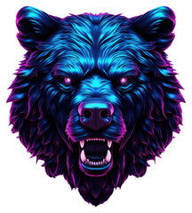 Canvas Print - PNG Neon bear mammal animal purple.