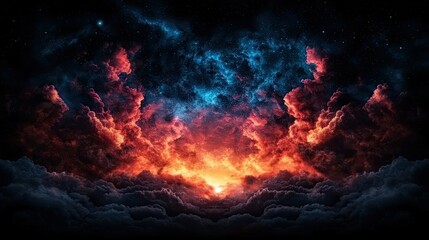 Wall Mural - celestial inferno a fiery cosmic cloudscape