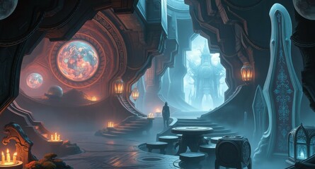 Wall Mural - abstract science fiction concept art: the ravine of death