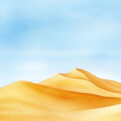 Poster - Golden sand dunes under a bright blue sky create a peaceful natural landscape in this minimal watercolor artwork. Generative AI