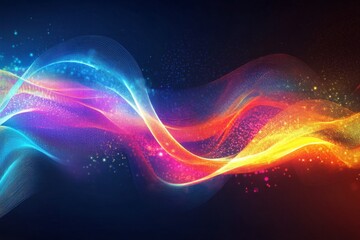 Poster - Vibrant waves of color create a mesmerizing light display on a dark background during evening hours