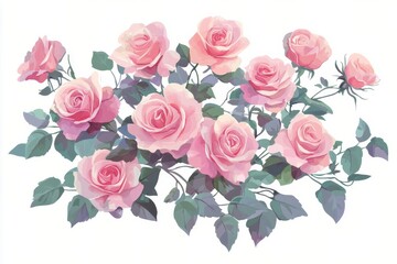 Wall Mural - Soft pink roses arranged beautifully against a clean background for a delicate aesthetic