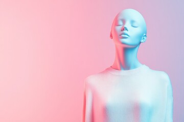 Leinwandbilder - Stylish mannequin showcases modern outfit against pastel background with clean lighting and blank area for future text. Generative AI