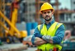 © iushakovsky - Photorealistic portrait of a male constructor worker on a construction site