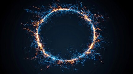 Poster - A circle of blue and orange sparks on a black background